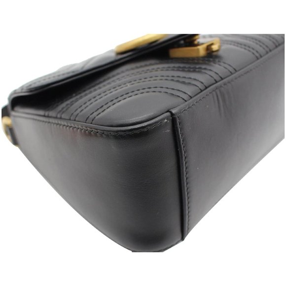 GUCCI GG Marmont Mini Leather Top Handle Shoulder Bag Black 547260 - Picture 9 of 12